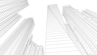 Mimari sanat konseptinde soyut çizgiler, minimum geometrik şekiller. 