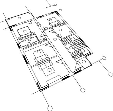 Mimari sanat konseptinde soyut çizgiler, minimum geometrik şekiller. 
