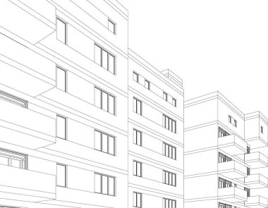 Mimari sanat konseptinde soyut çizgiler, minimum geometrik şekiller. 