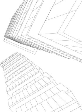 Mimari sanat konseptinde soyut çizgiler, minimum geometrik şekiller. 