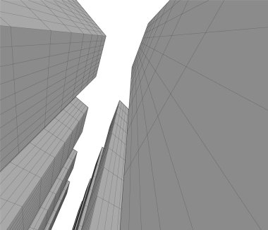 Mimari sanat konseptinde soyut çizgiler, minimum geometrik şekiller. 