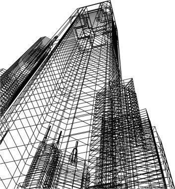 Mimari sanat konseptinde soyut çizgiler, minimum geometrik şekiller. 