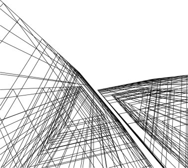 Mimari sanat konseptinde soyut çizgiler, minimum geometrik şekiller. 