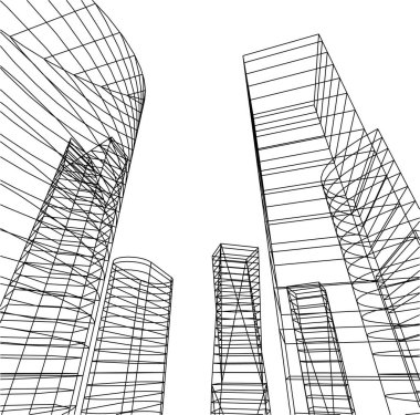 Mimari sanat konseptinde soyut çizgiler, minimum geometrik şekiller. 