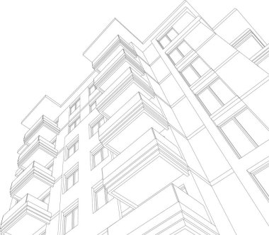 Mimari sanat konseptinde soyut çizgiler, minimum geometrik şekiller. 