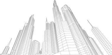 Arkaplanda mimari bina 3d illüstrasyon