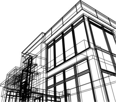Mimari sanat konseptinde soyut çizgiler, minimum geometrik şekiller. 