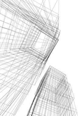 Arkaplanda mimari bina 3d illüstrasyon