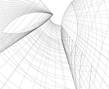 Mimari sanat konseptinde soyut çizgiler, minimum geometrik şekiller. 