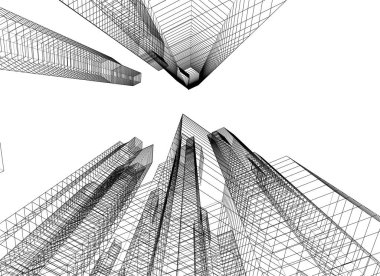 Mimari sanat konseptinde soyut çizgiler, minimum geometrik şekiller. 