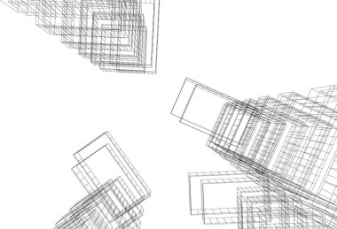 Arkaplanda mimari bina 3d illüstrasyon