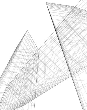 Mimari sanat konseptinde soyut çizgiler, minimum geometrik şekiller. 