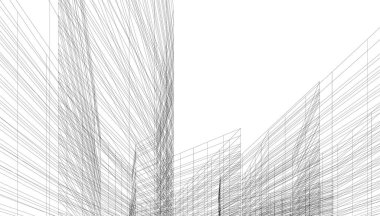 Arkaplanda mimari bina 3d illüstrasyon