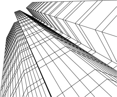 Mimari sanat konseptinde soyut çizgiler, minimum geometrik şekiller.