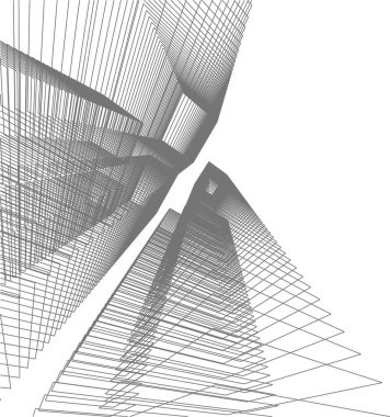 Mimari sanat konseptinde soyut çizgiler, minimum geometrik şekiller. 