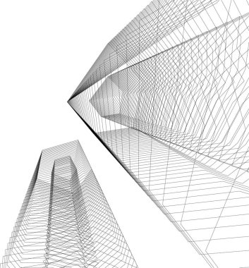 Mimari sanat konseptinde soyut çizgiler, minimum geometrik şekiller. 