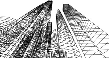 Mimari sanat konseptinde soyut çizgiler, minimum geometrik şekiller. 