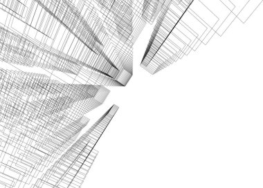 Mimari sanat konseptinde soyut çizgiler, minimum geometrik şekiller. 