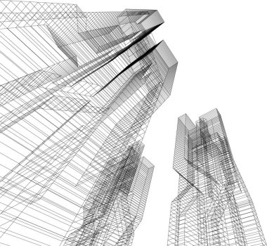 Mimari sanat konseptinde soyut çizgiler, minimum geometrik şekiller. 