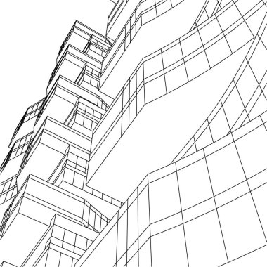 Mimari sanat konseptinde soyut çizgiler, minimum geometrik şekiller. 