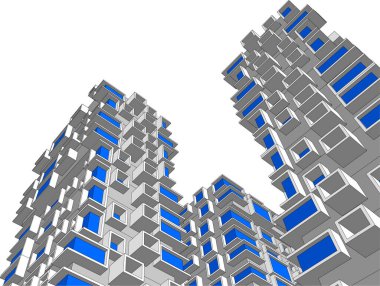 Arkaplanda mimari bina 3d illüstrasyon