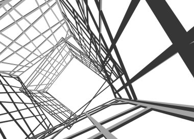 Mimari sanat konseptinde soyut çizgiler, minimum geometrik şekiller. 