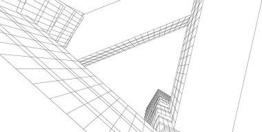 Mimari sanat konseptinde soyut çizgiler, minimum geometrik şekiller. 