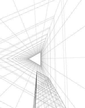 Mimari sanat konseptinde soyut çizgiler, minimum geometrik şekiller.