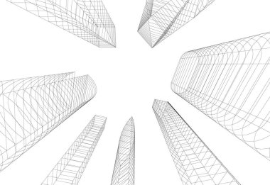 Mimari sanat konseptinde soyut çizgiler, minimum geometrik şekiller. 