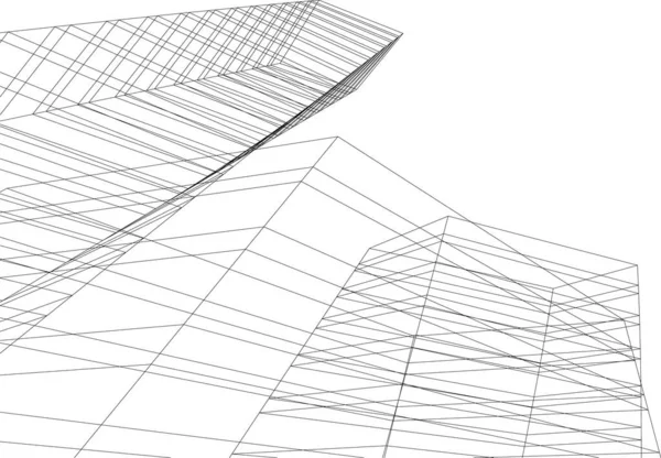 Líneas Abstractas Dibujo Concepto Arte Arquitectónico Formas Geométricas Mínimas — Archivo Imágenes Vectoriales