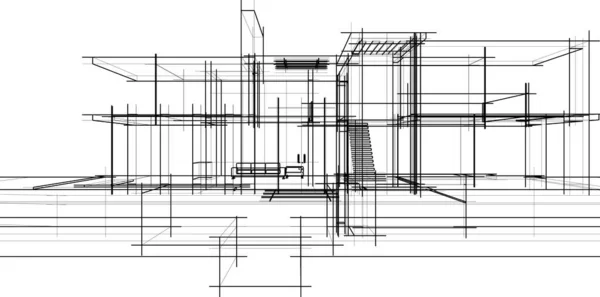 Abstrakcyjne Linie Rysunku Koncepcji Sztuki Architektonicznej Minimalne Kształty Geometryczne — Wektor stockowy