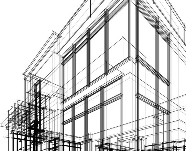 Abstrakcyjne Linie Rysunku Koncepcji Sztuki Architektonicznej Minimalne Kształty Geometryczne — Wektor stockowy