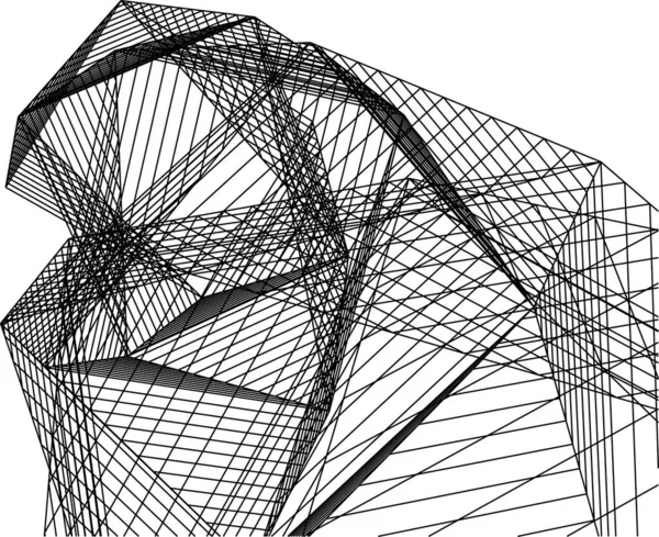 Minimala Geometriska Former Arkitektoniska Linjer — Stock vektor