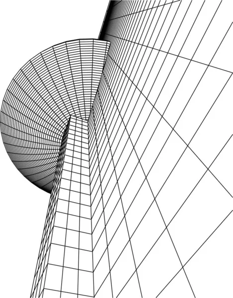 Abstrakta Teckningslinjer Arkitektonisk Konst Koncept Minimala Geometriska Former — Stock vektor