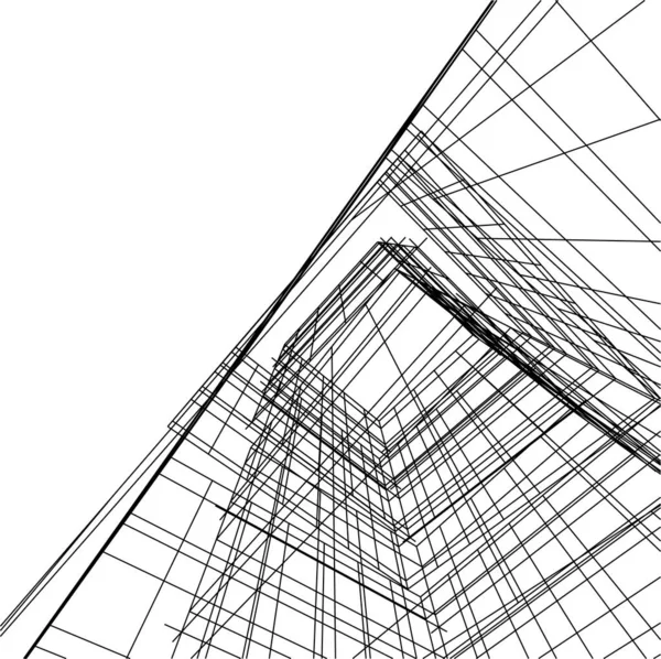 Líneas Abstractas Dibujo Concepto Arte Arquitectónico Formas Geométricas Mínimas — Archivo Imágenes Vectoriales