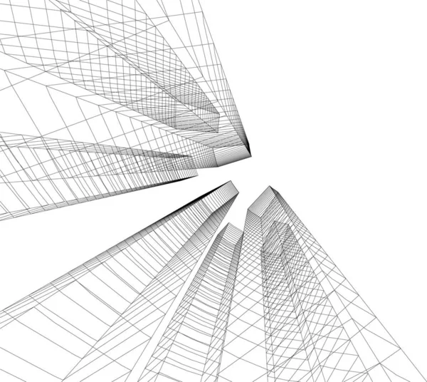 Abstracte Tekenlijnen Architectonisch Kunstconcept Minimale Geometrische Vormen — Stockvector