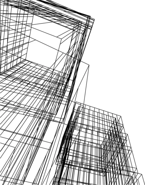 Абстрактные Чертежи Архитектурном Искусстве Минимальные Геометрические Формы — стоковый вектор