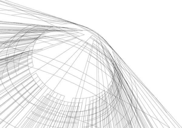 Líneas Abstractas Dibujo Concepto Arte Arquitectónico Formas Geométricas Mínimas — Vector de stock