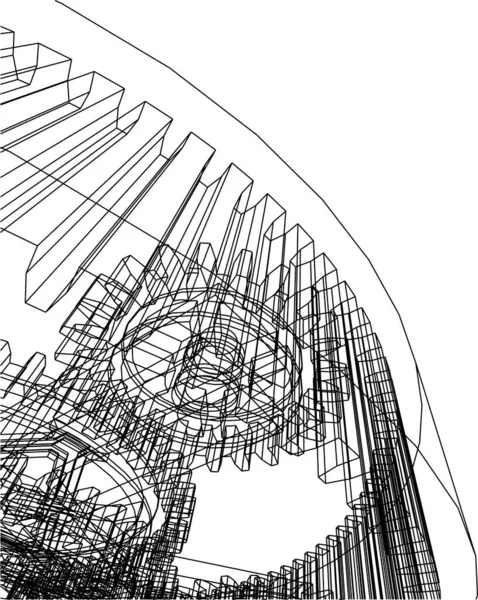 Abstrakte Zeichnungslinien Architektonischen Kunstkonzept Minimale Geometrische Formen — Stockvektor