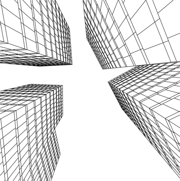 Linhas Abstratas Desenho Conceito Arte Arquitetônica Formas Geométricas Mínimas —  Vetores de Stock