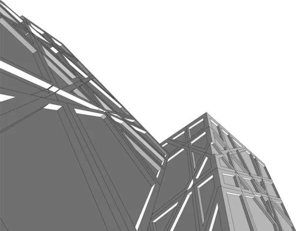 建築芸術の概念における抽象的な線や最小限の幾何学的形状 — ストックベクタ