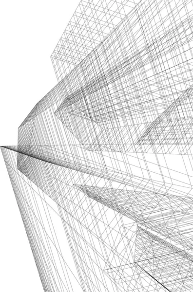 Lignes Dessin Abstraites Dans Concept Art Architectural Formes Géométriques Minimales — Image vectorielle