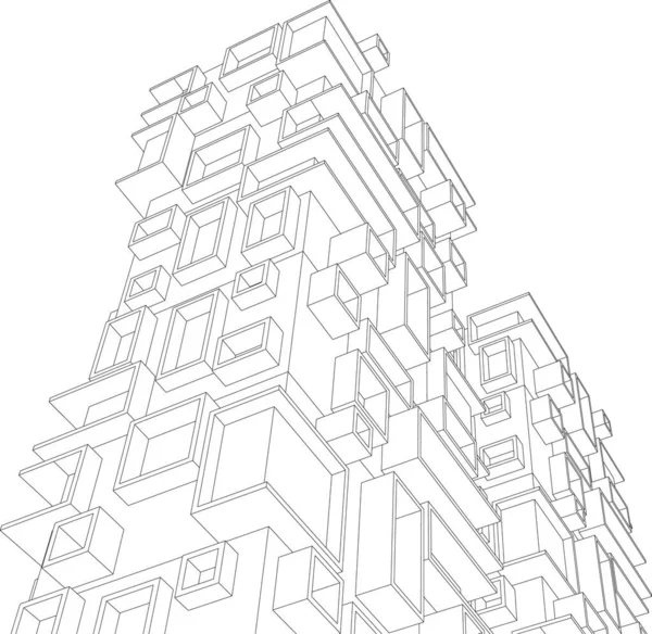 Abstrakcyjne Linie Rysunku Koncepcji Sztuki Architektonicznej Minimalne Kształty Geometryczne — Wektor stockowy