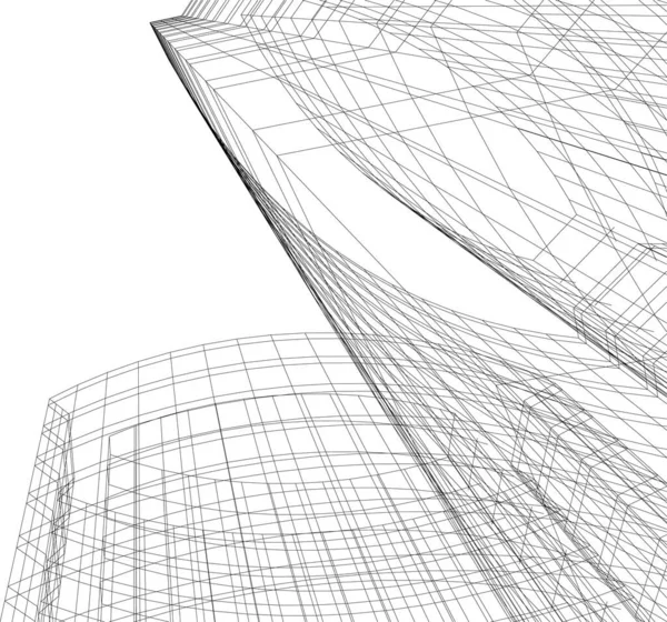 Abstracte Tekenlijnen Architectonisch Kunstconcept Minimale Geometrische Vormen — Stockvector