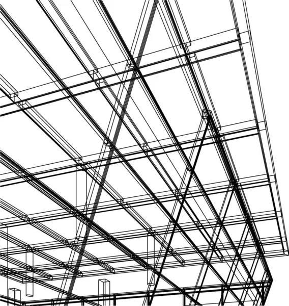 Abstrakta Teckningslinjer Arkitektonisk Konst Koncept Minimala Geometriska Former — Stock vektor