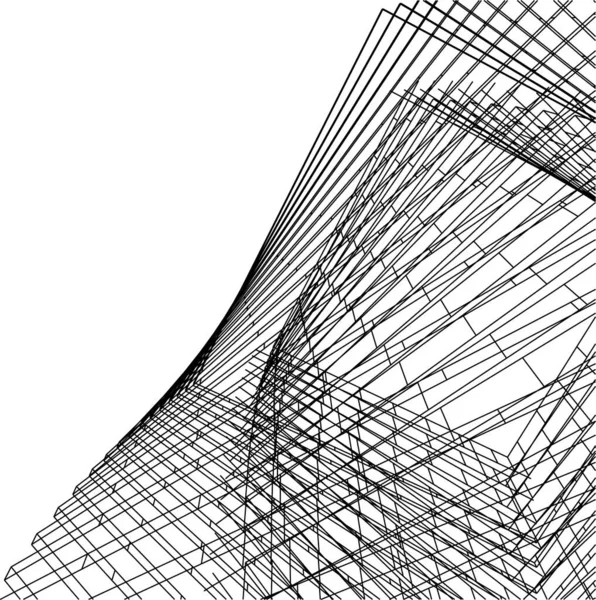 Lignes Dessin Abstraites Dans Concept Art Architectural Formes Géométriques Minimales — Image vectorielle