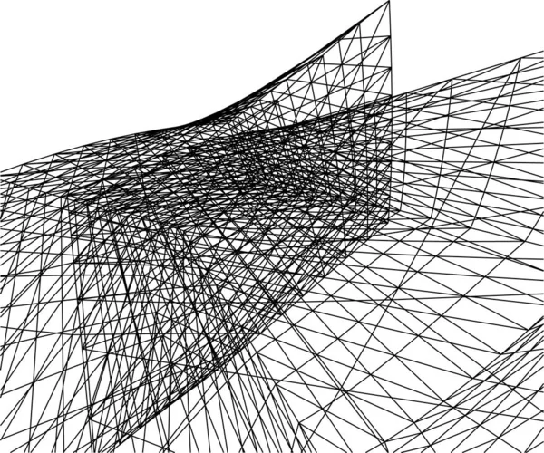 Líneas Abstractas Dibujo Concepto Arte Arquitectónico Formas Geométricas Mínimas — Vector de stock