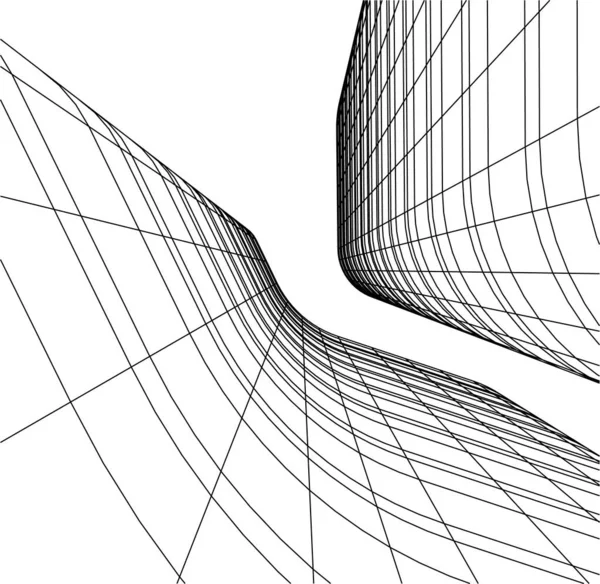 Linee Disegno Astratte Nel Concetto Arte Architettonica Forme Geometriche Minime — Vettoriale Stock