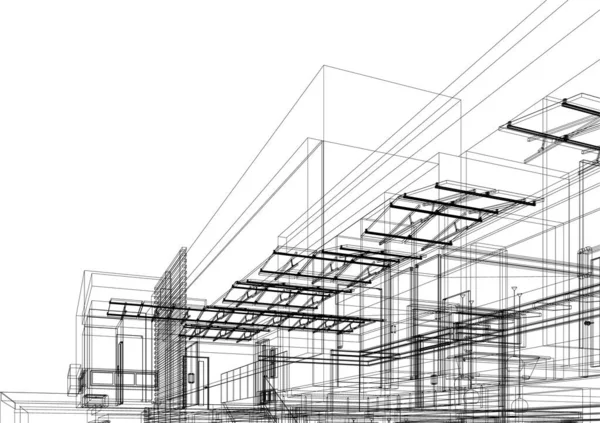 Líneas Abstractas Dibujo Concepto Arte Arquitectónico Formas Geométricas Mínimas — Vector de stock