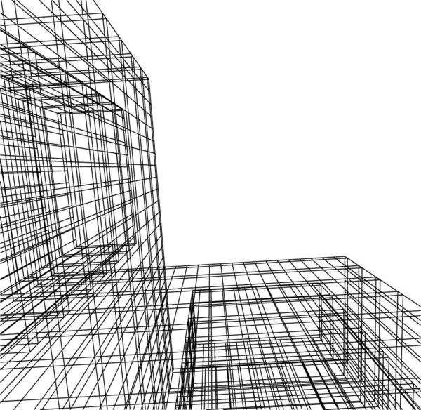 Líneas Abstractas Dibujo Concepto Arte Arquitectónico Formas Geométricas Mínimas — Archivo Imágenes Vectoriales